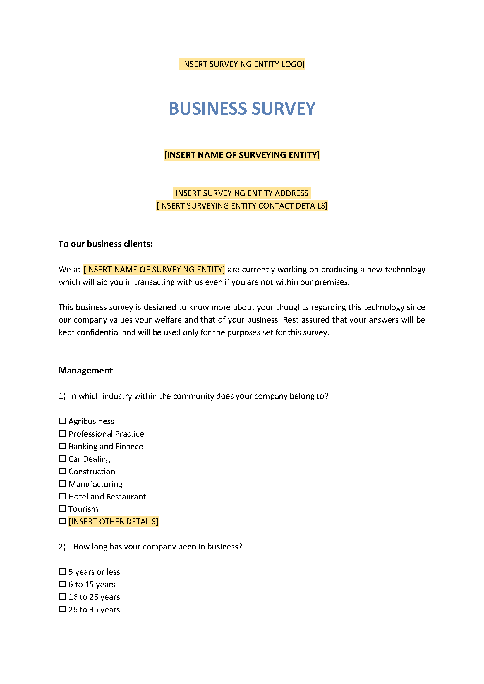 Business survey